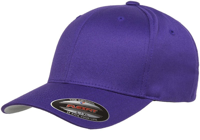 Flexfit Men's Wooly Combed Twill Fitted Baseball Cap, Purple, Small-Medium - Image 1
